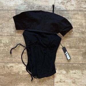 TA3 Black Off-Shoulder Tie Detail Camisole Bustier